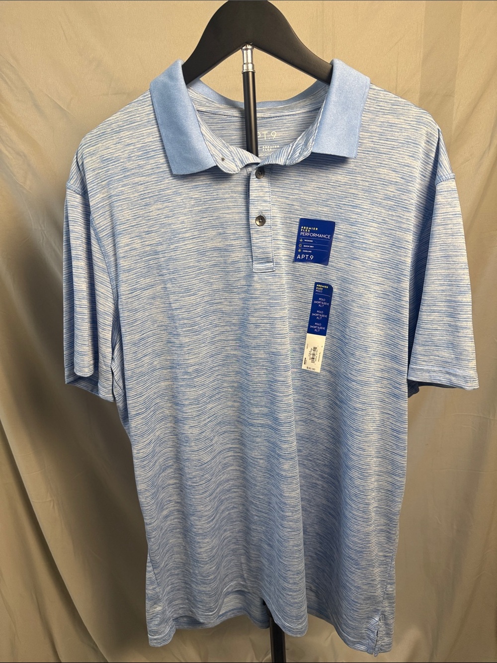 Apt. 9 Men’s Heathered Sky Blue Performance Polo